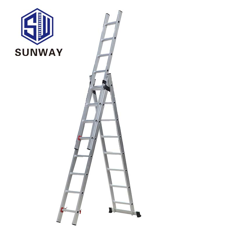 3Section step aluminium extension ladder ladders with